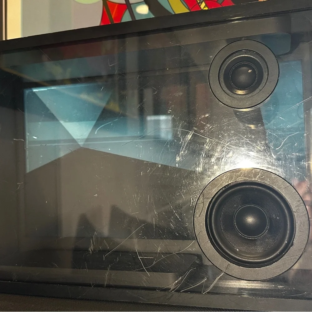 Black Digital Photo Frame with Dual Speakers